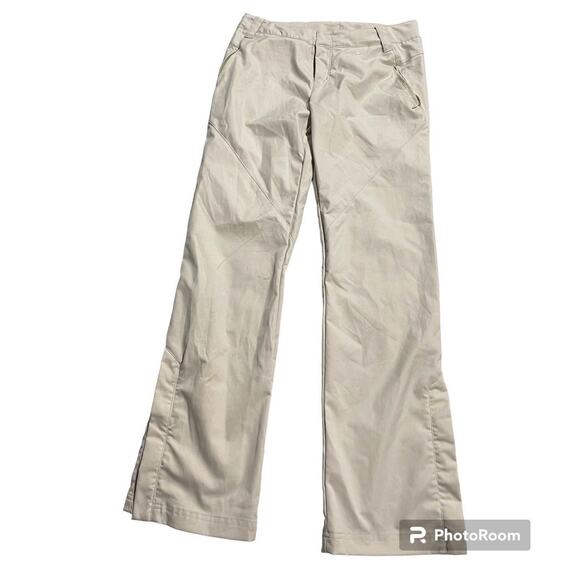 Nike Performance Pants Womens Small Golf Hiking Stretch Zip Pocket Cream Khaki - Picture 1 of 16